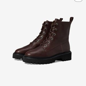Madewell Reyna lace up combat boots, dark Cabernet, size 7, New